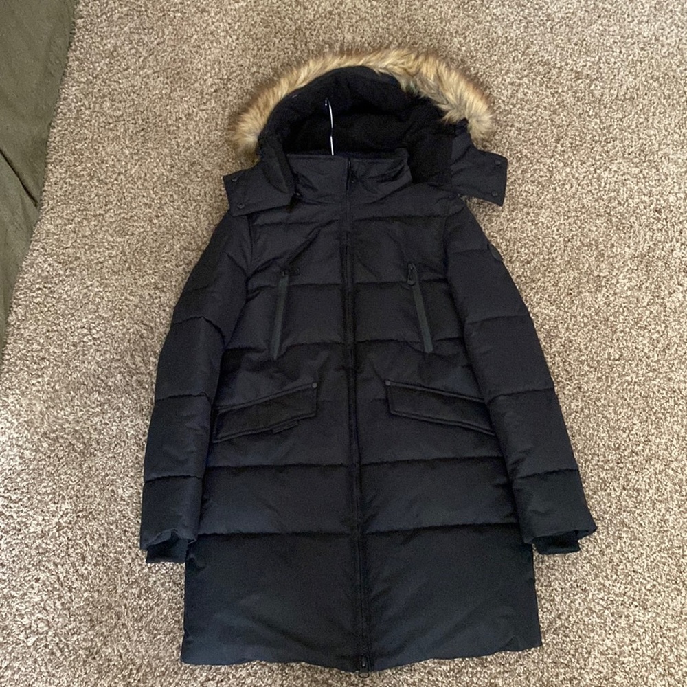 Black long winter jacket